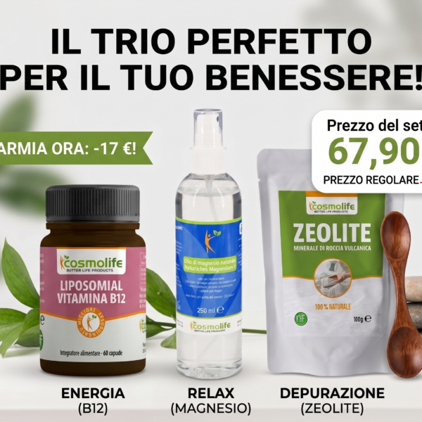 Trio Wellness: Liposomal B12, Zeolite and Magnesium in Kits.